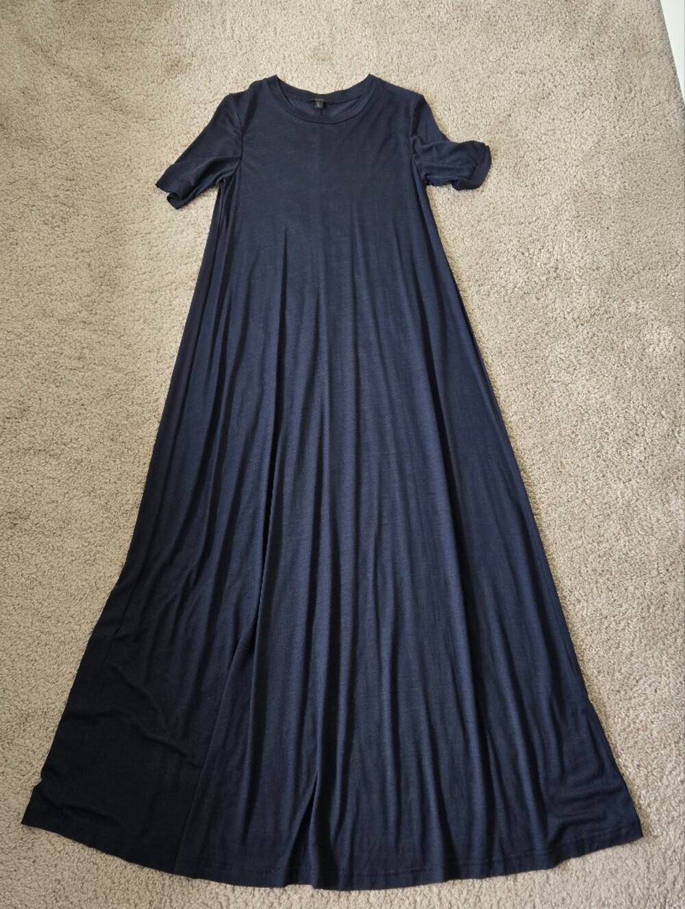 COS Voluminous Maxi T-shirt Dress Navy Relaxed Fit Pullover Size Small Lyocell - Picture 12 of 16